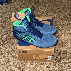 Asics Matflex 6 Wrestling Shoes Mens Size US 11 Blue Green Azure Green Leaf New